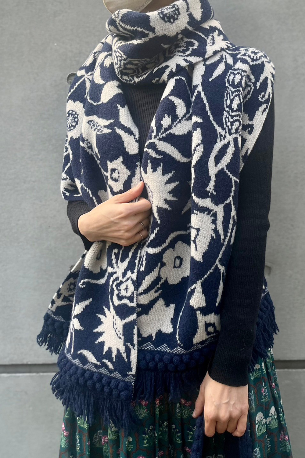 ケイタマルヤマ　カシミヤ　ストール　カスタムオーダー刺繍　ショール　マフラーKEITA_MARUYAMA
