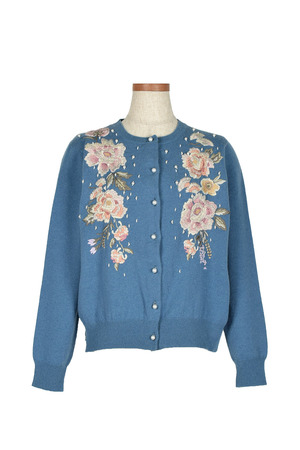 Oriental Floral Embroidery Knit カーディガン