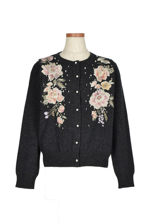 Oriental Floral Embroidery Knit カーディガン