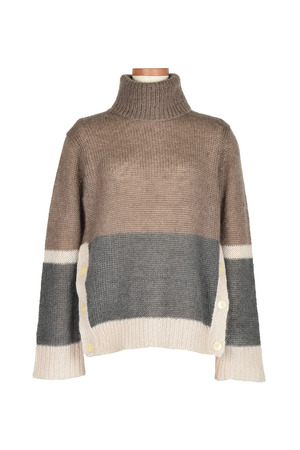 Multi block mohair turtleneck ニット