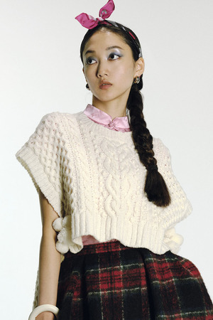 Alan pattern knit ポンチョ